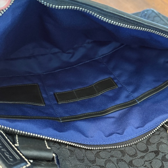 Coach Hudson Black Briefcase Travel Bag Tote Signature C Print Logo Canvas Black - Picture 8 of 16